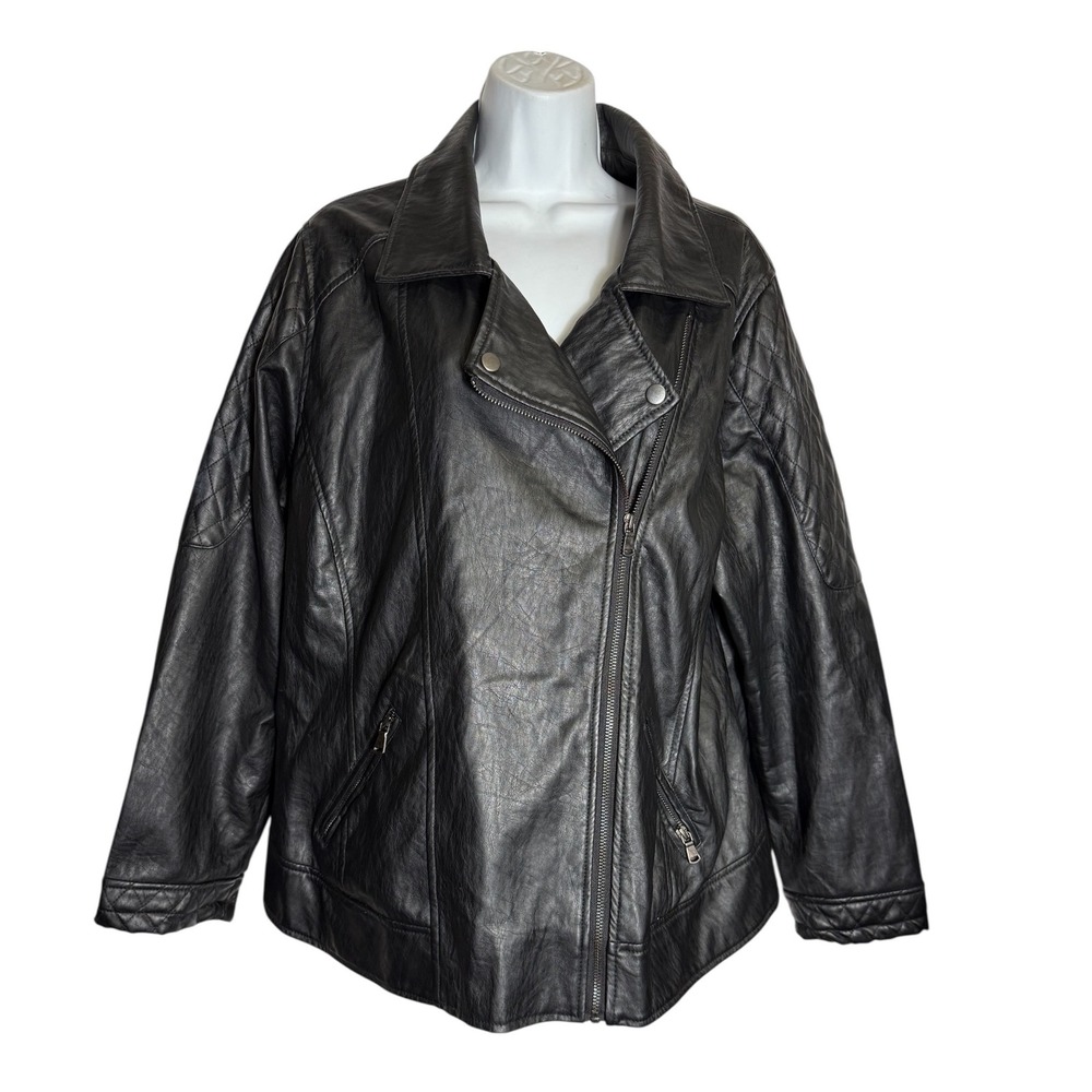 Sabrina Lauren Jacket Size 2X Womens Black Faux Leather PERFECT CONDITION